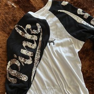 White & Black PINK Top